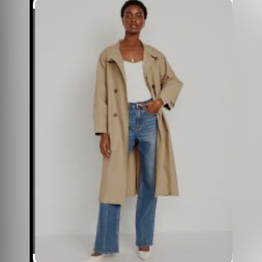 NWOT Retro Old Navy Classic Tan Trench Coat full length Belt